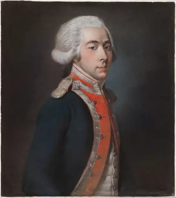 Joseph-Siffrein Duplessis (1725– 1802): Portrét markýze de La Fayette, pastel, 64,8 × 57,8 cm, nedatováno, Harvard Art Museums/Fogg Museum, Cambridge, Massachusetts, USA.