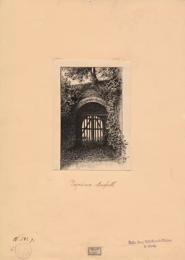 B. Wondra: Cikánský výpad v Locatelliho bastionu. Kresba z roku 1894. Státní okresní archiv v Olomouci, Archiv města Olomouce, fond N 8-34, Sbírka Sbírka obrazového materiálu a fotografií Olomouc, inv. č. 235.