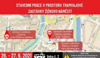 Stavební práce dočasně přeruší obsluhu zastávky Žižkovo náměstí Stavební práce dočasně přeruší obsluhu zastávky Žižkovo náměstí